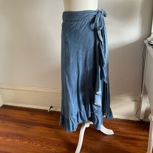 Eve denim wrap maxi skirt XS S